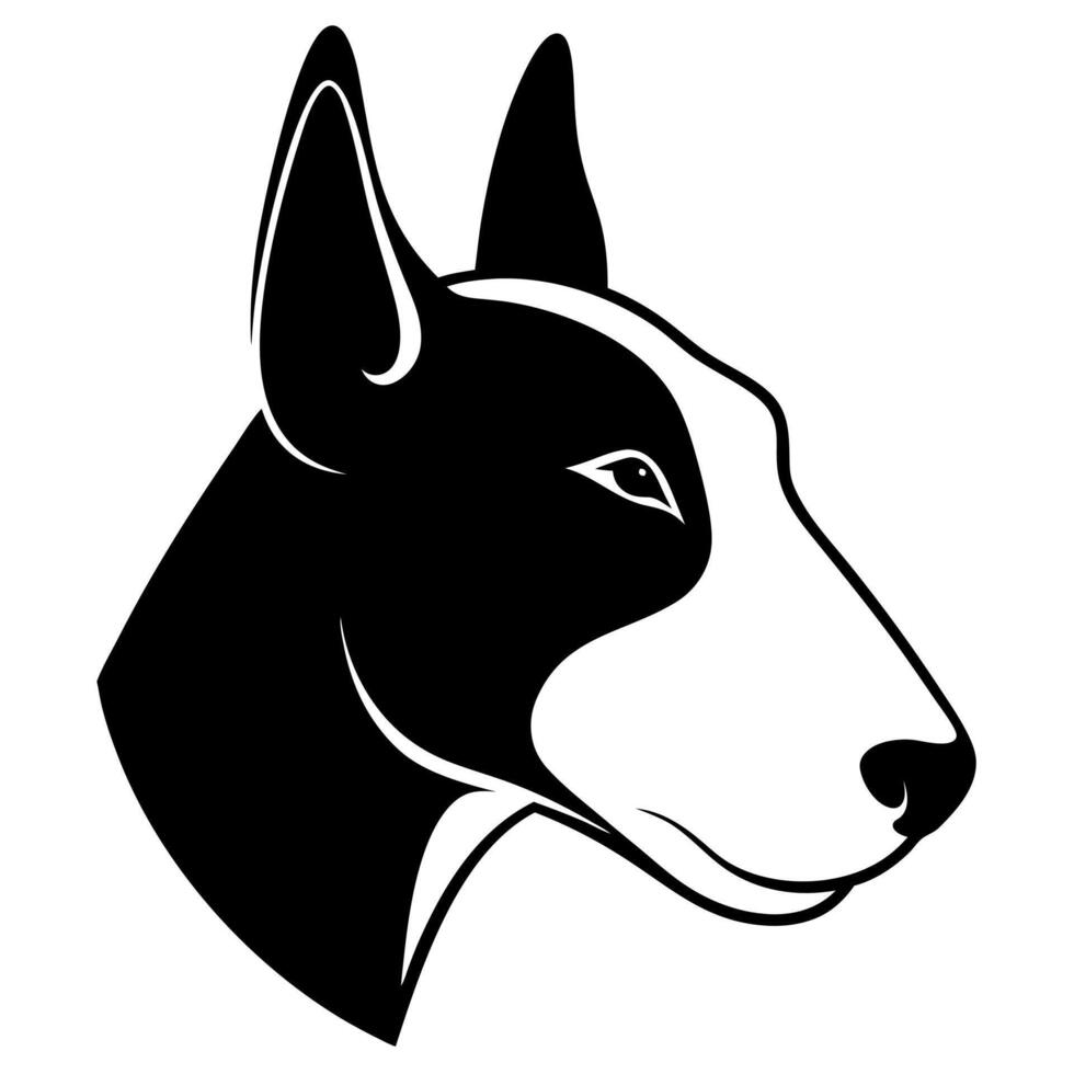 Bull terrier dog head silhouette on white background vector
