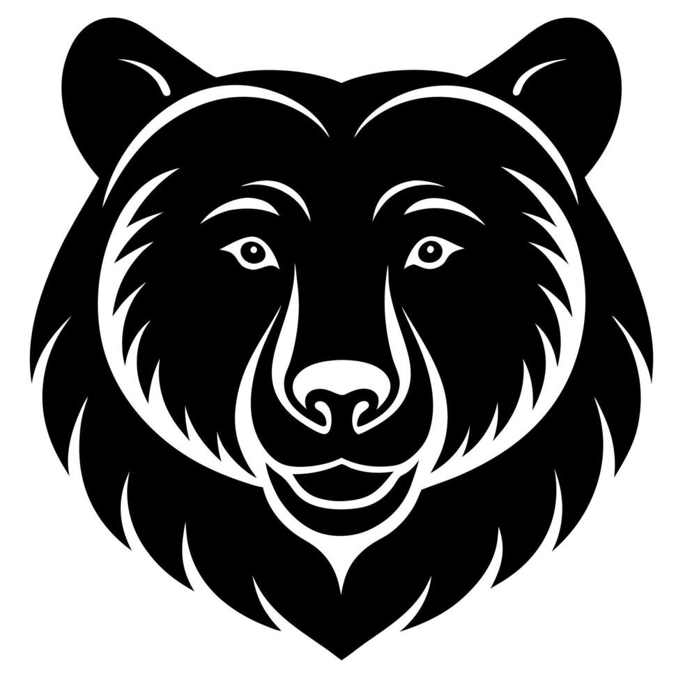 Grizzly Bear Head Silhouette Bold and Striking Wildlife Illustration vector