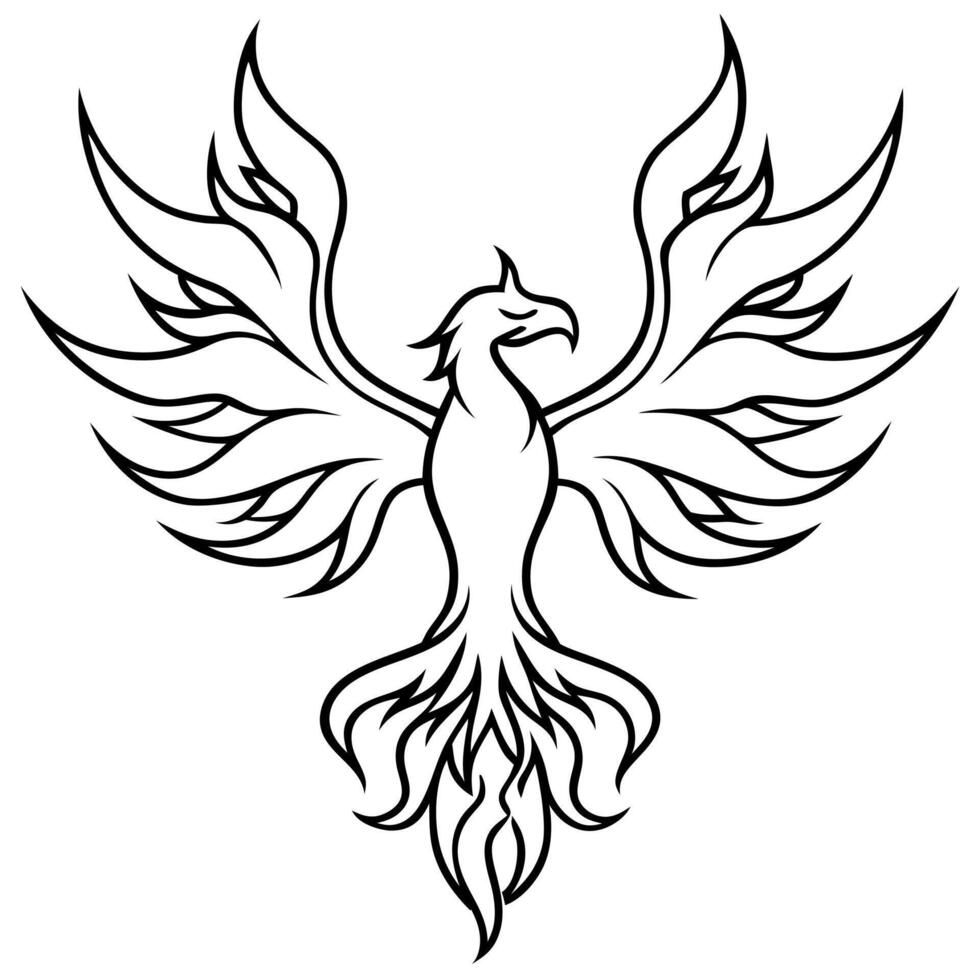 A black and white phoenix tattoo design vector