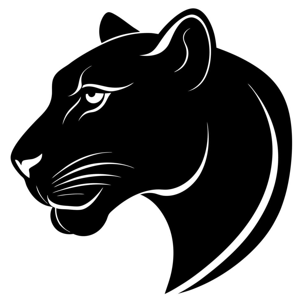 Bold Panther Head Silhouette Art Ideal for Logos and Graphic Designs vector