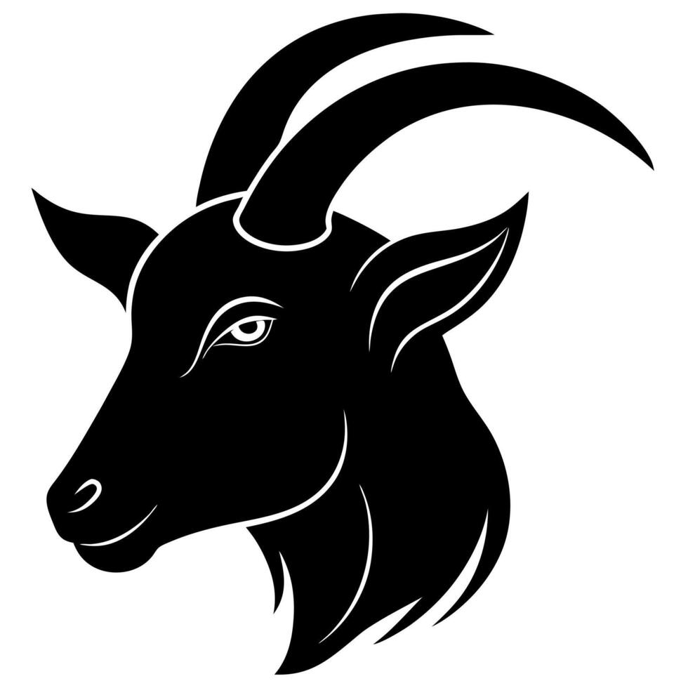 Elegant Goat Head Silhouette Illustration for Creative Designs and Graphics vector