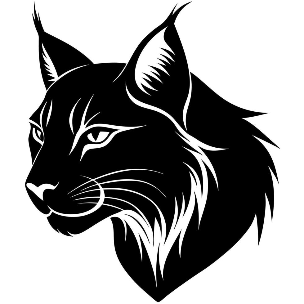 Minimalist Lynx Head Silhouette for Creative Animal Art and Design Concepts vector