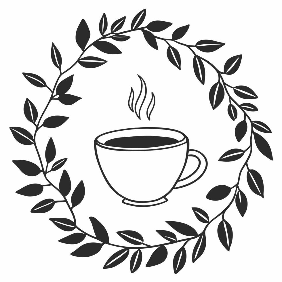 Artistic Tea Cup with Floral Design Silhouette for Creative Projects and Gifts vector