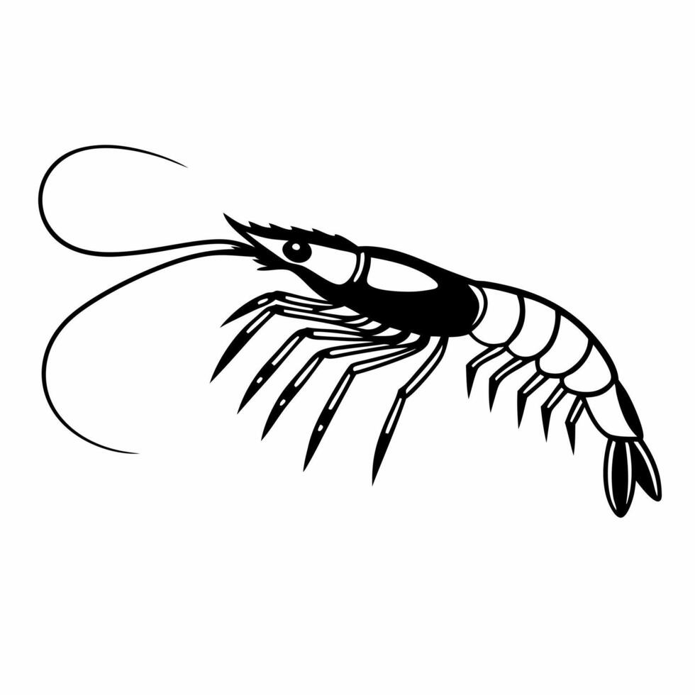 Modern Minimalist Shrimp Silhouette Artwork for Logos Designs and Creative Use vector