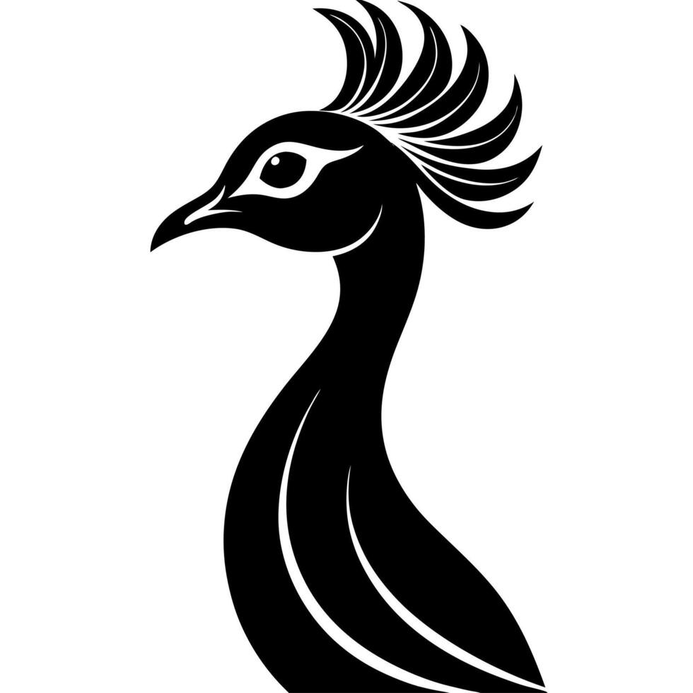 Beautiful Peacock Head Silhouette Art for Digital Design and Decor vector