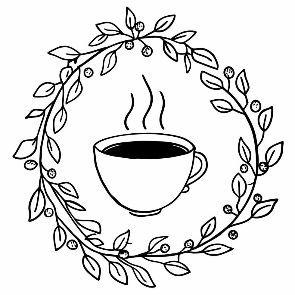 Tea Cup Floral Silhouette Illustration Ideal vector