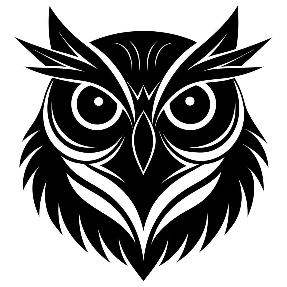 Modern Owl Head Silhouette Illustration Ideal for Digital and Printable Art vector
