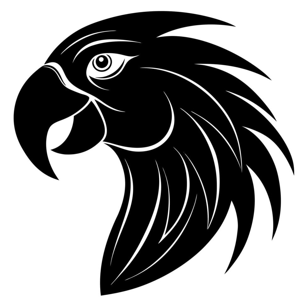 Exotic Parrot Head Silhouette Illustration for Bird Lovers vector