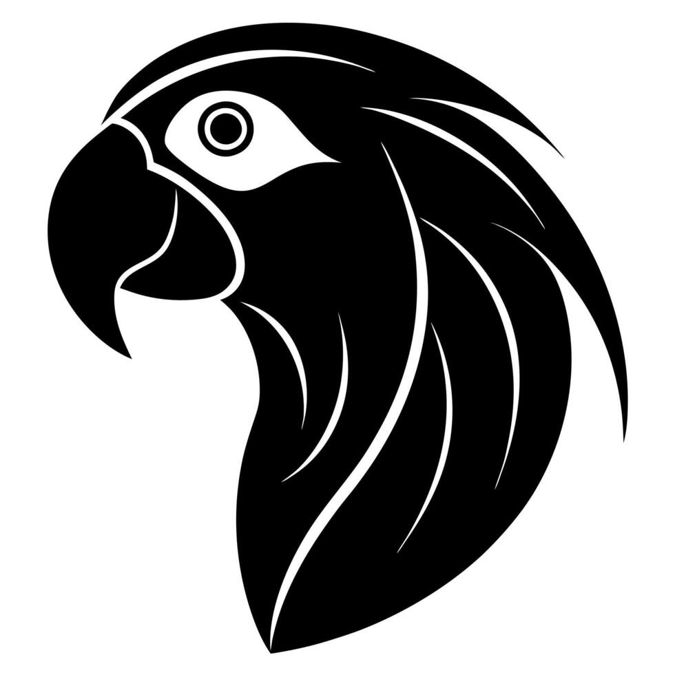 Tropical Parrot Head Silhouette Design for Logos and More vector