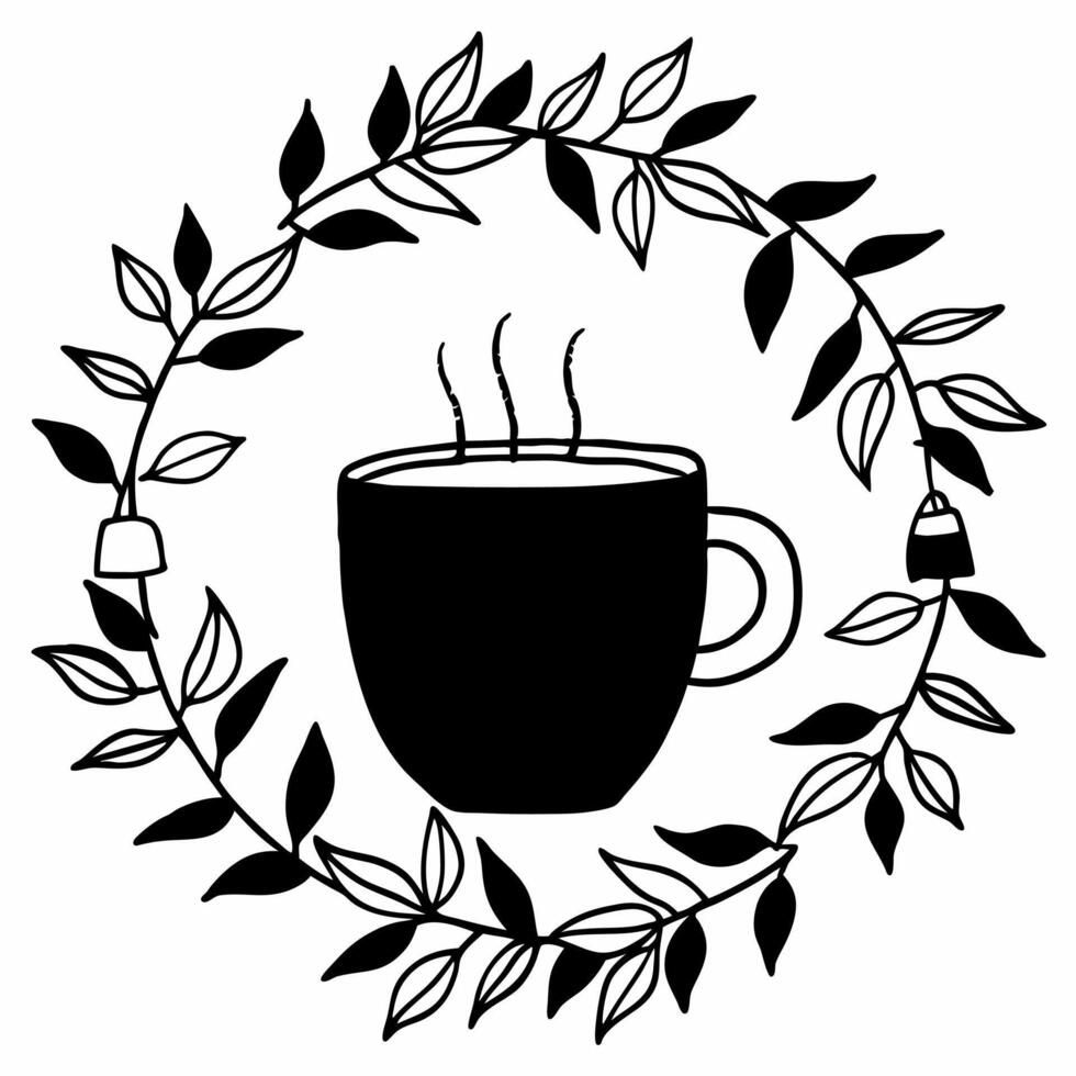 Elegant Floral Tea Cup Silhouette Design Perfect for Creative vector