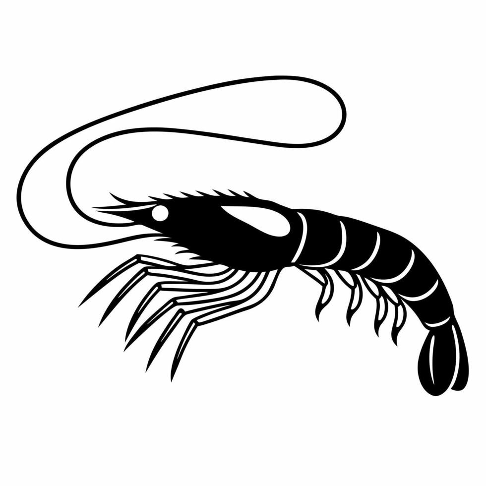 Minimalist Shrimp Silhouette Art Ideal for Branding Creative Designs and Decoration vector
