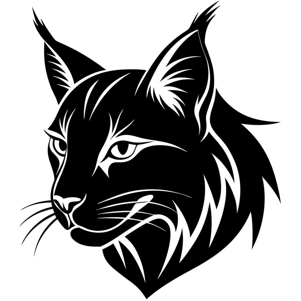 Elegant Lynx Head Silhouette for Wildlife Art and Design Ideas vector