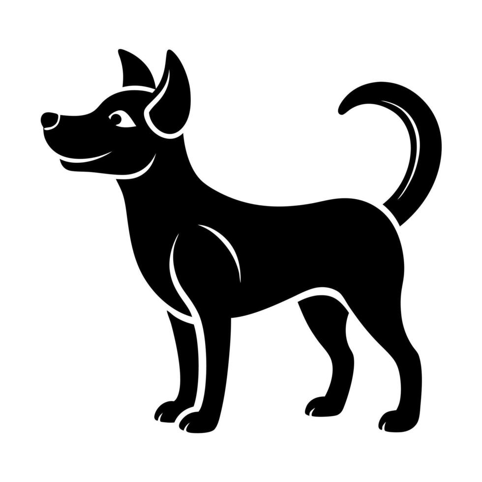 Playful Dog Silhouette Outline for Custom Artwork and Designs vector