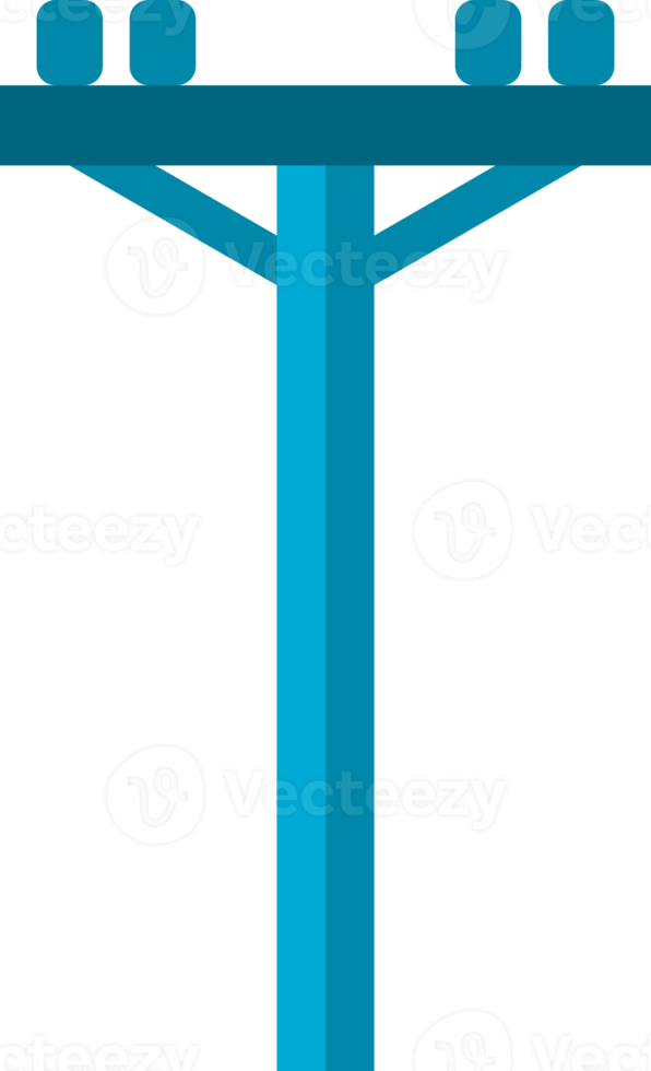 Blue high voltage power electric pole transmit electricity icon png