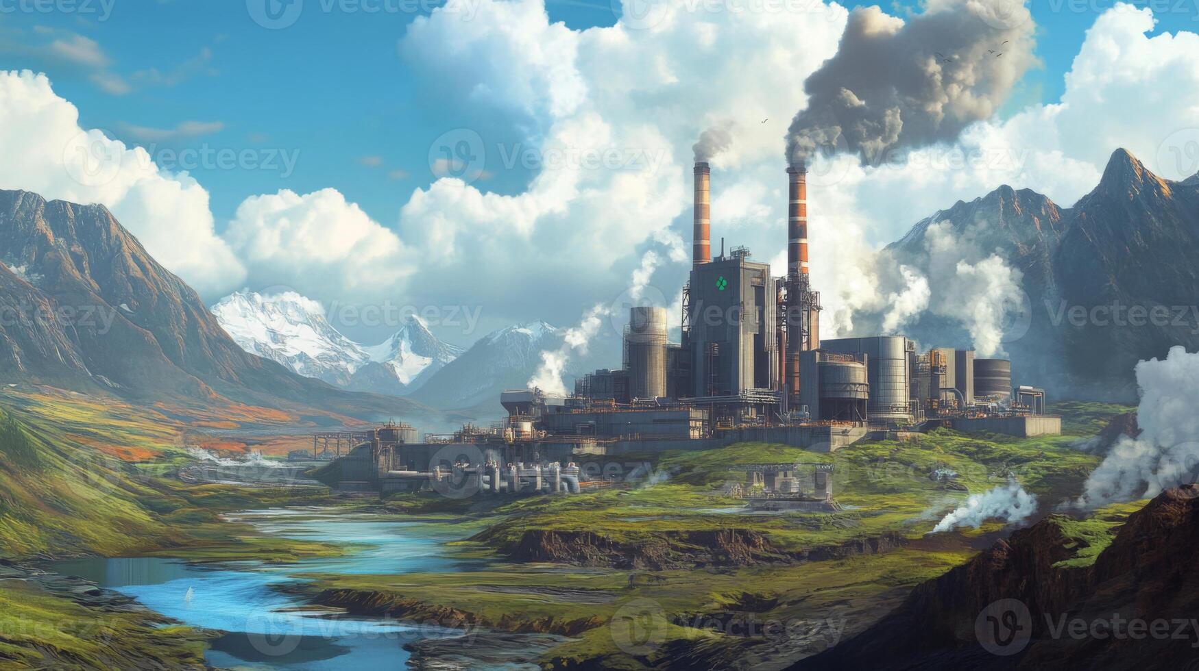 A futuristic facility equipped with advanced ai technologies focuses on sustainable finance. photo