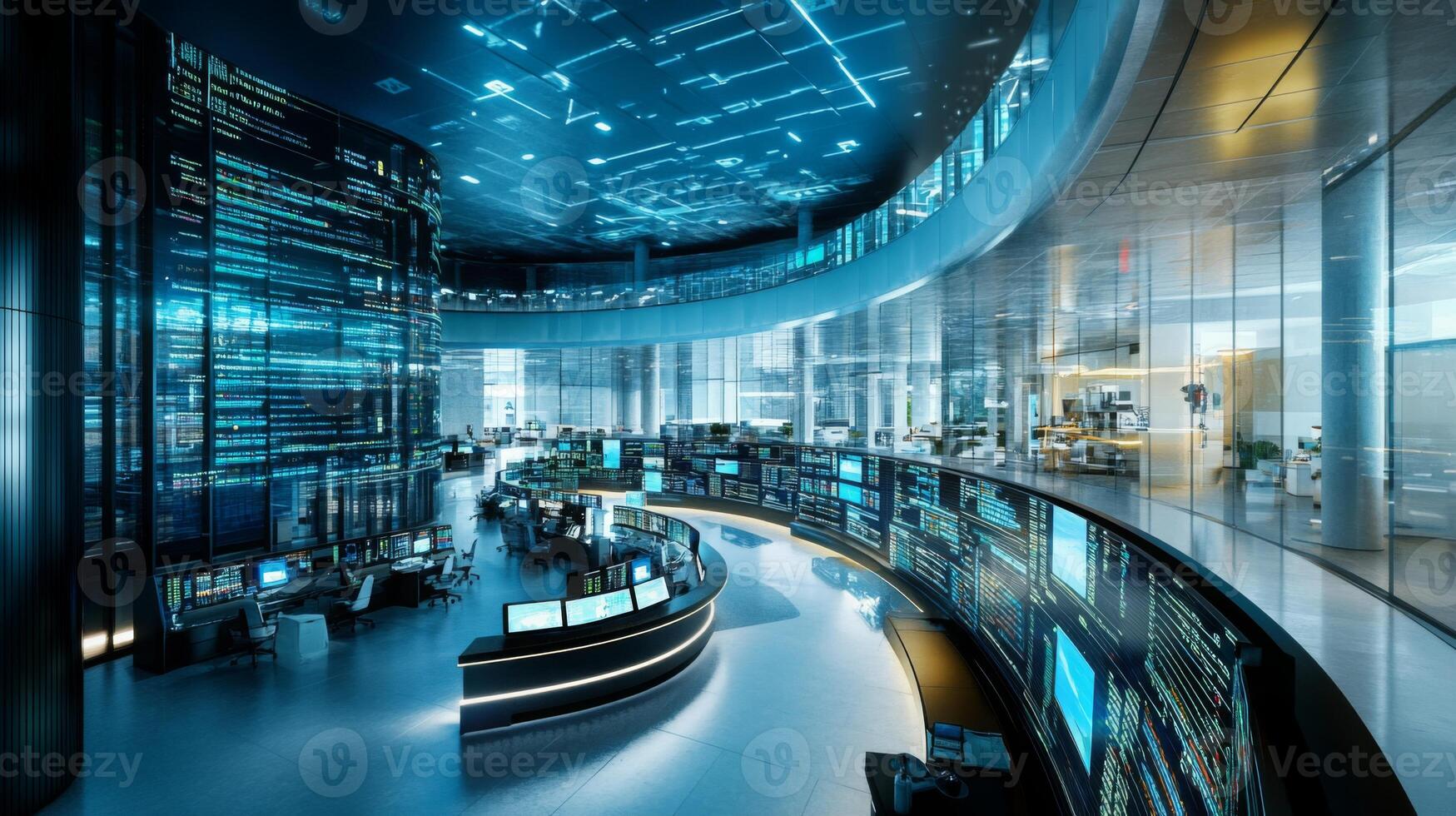 In a cutting-edge office space, professionals utilize advanced technology to analyze data related to sustainable finance. photo
