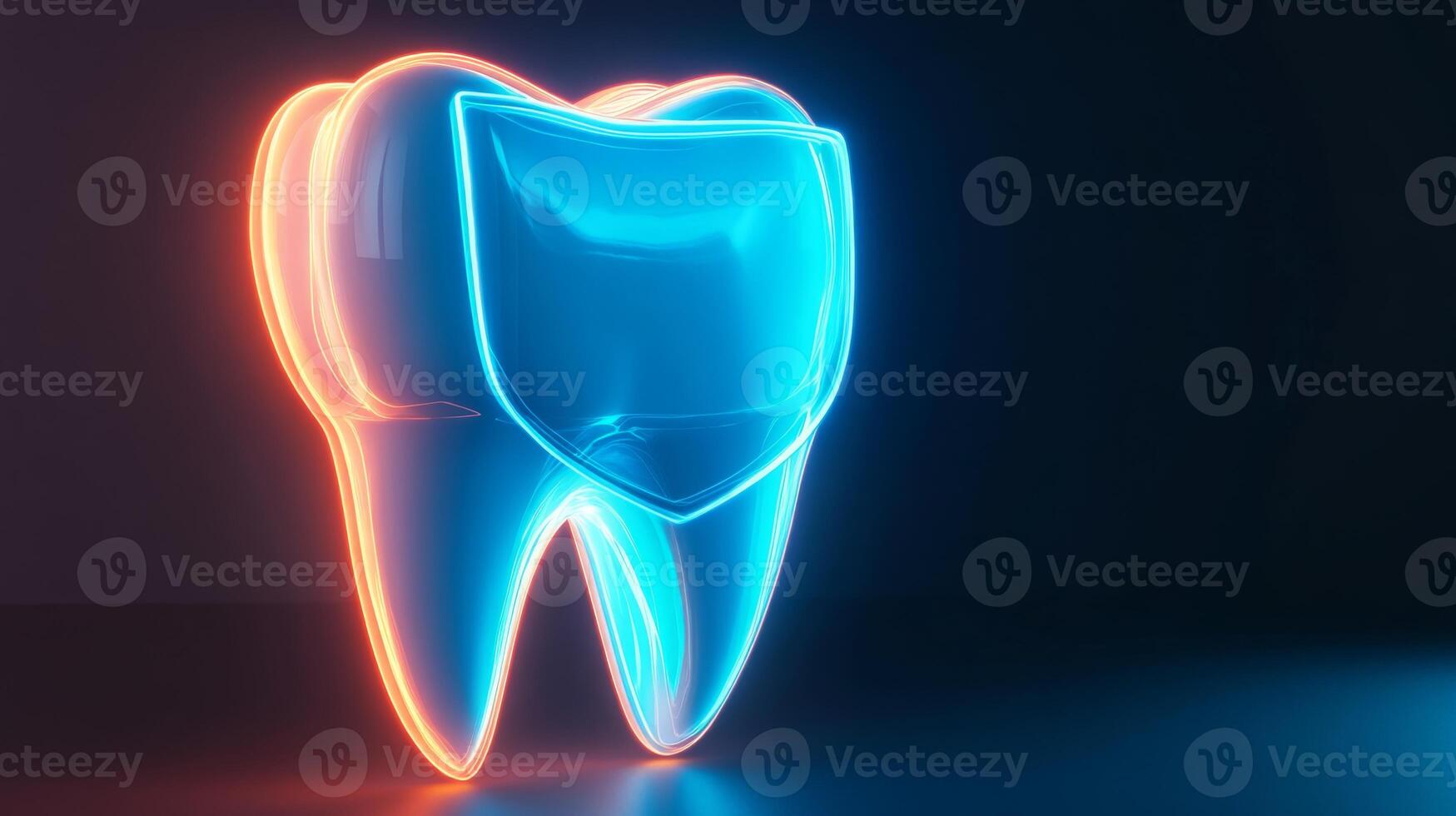 A 3D visual of a tooth enveloped by a protective shield highlights the importance of dental safety and care. This creative representation evokes themes of oral health and innovative technology. photo