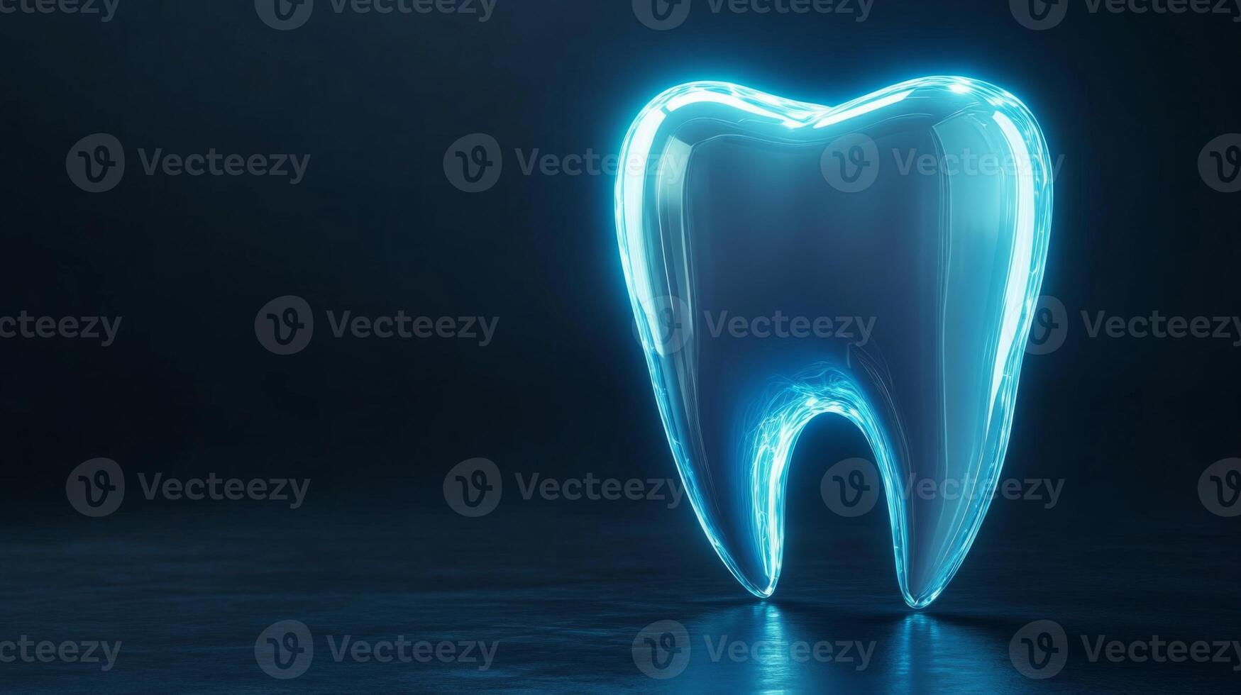 A glowing blue tooth icon signifies the importance of dental protection and modern advancements in dentistry. The striking light enhances the representation of oral health technology and care. photo