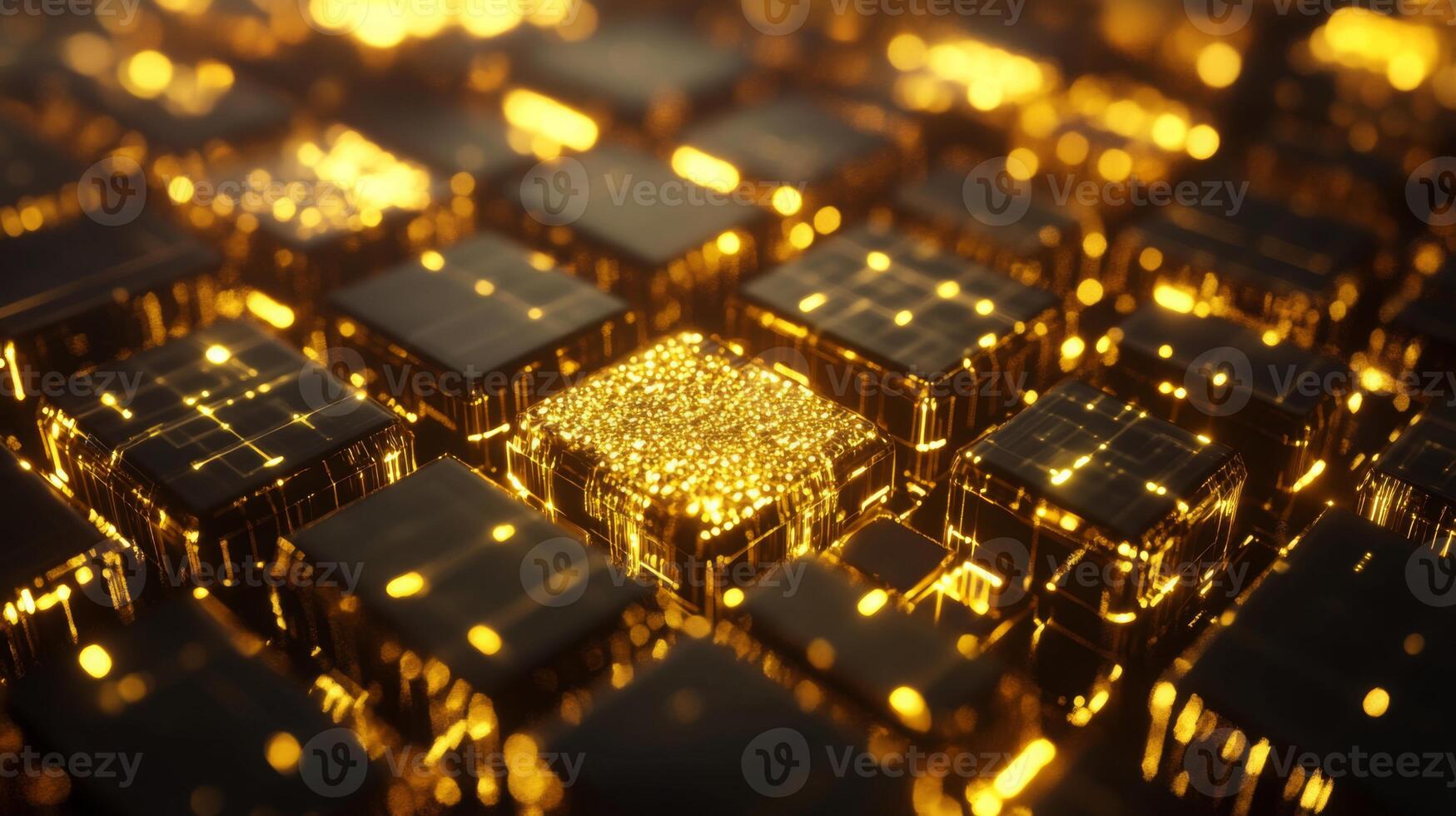 Delicate patterns emerge from a multitude of glowing gemstones, reflecting light in a rich, textured environment. photo