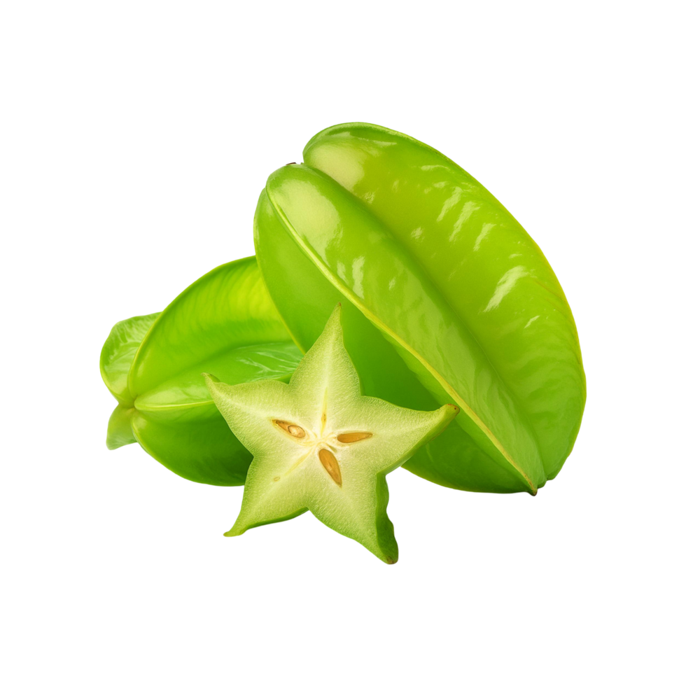 Star fruit with slices on transparent background png