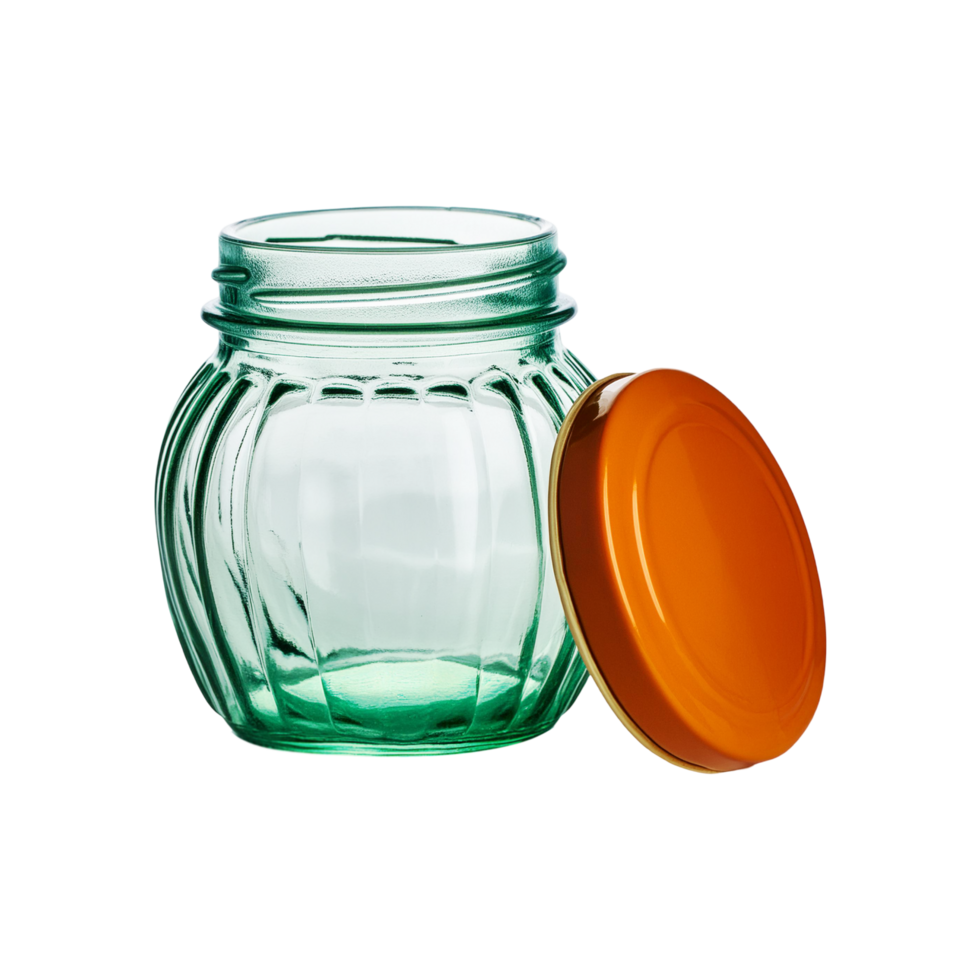 öffnen Glas Krug mit Orange Deckel auf transparent Hintergrund 53756350 PNG