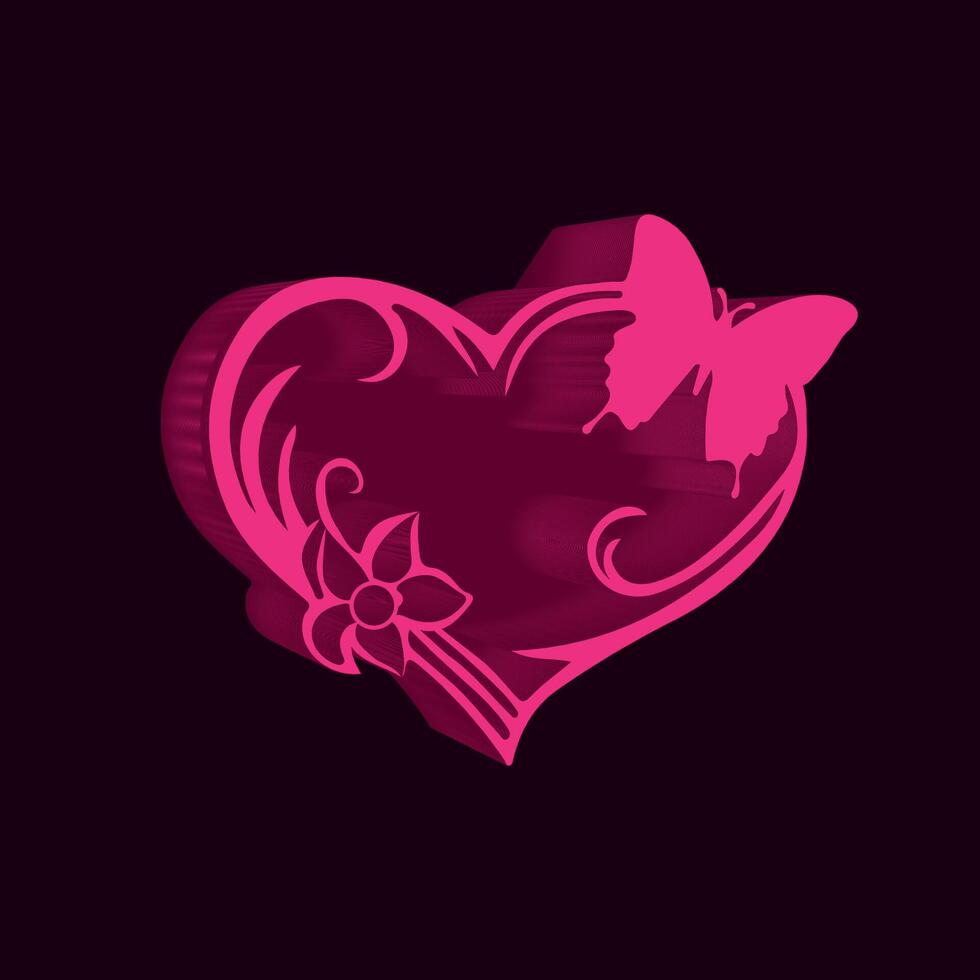 Blossoming Heart with Graceful Butterfly vector
