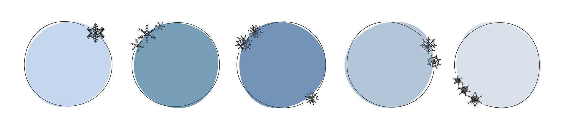 Set of winter simple frames with snowflakes with copy space. Templates for social networks. illustration vector