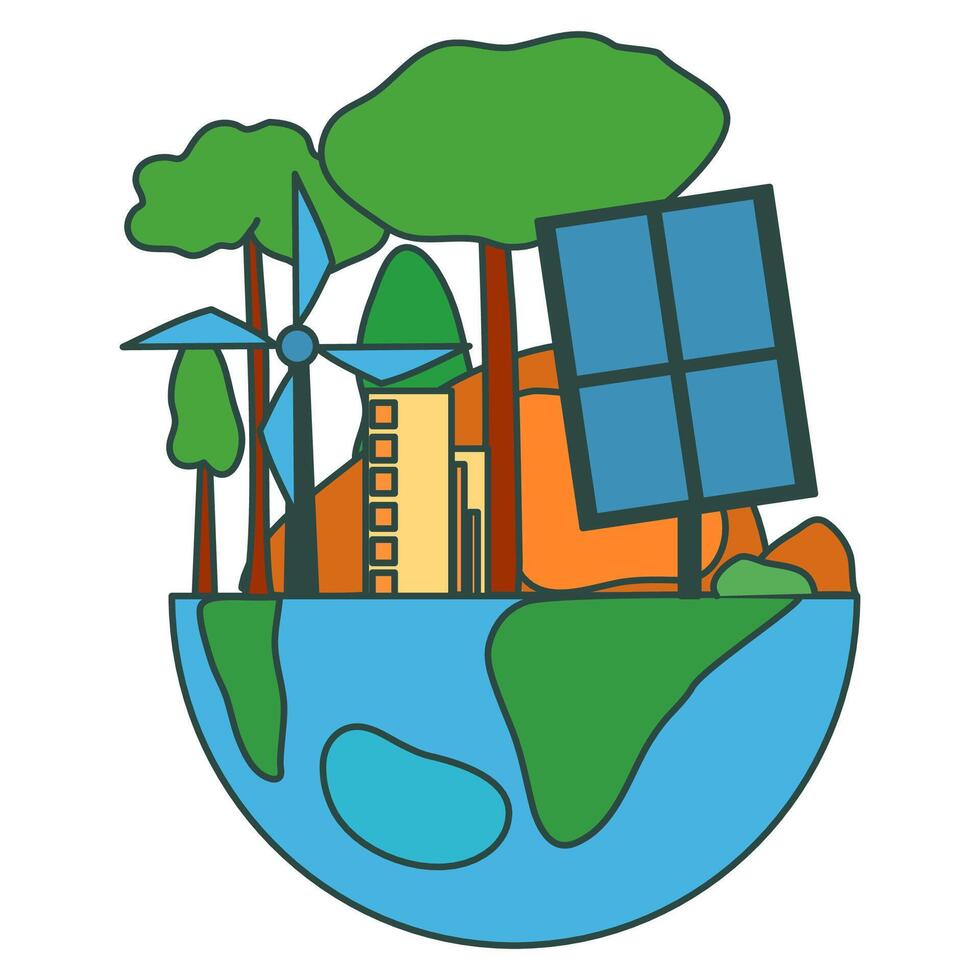 Globe eco think go green concept. Technology support system sustainability vector