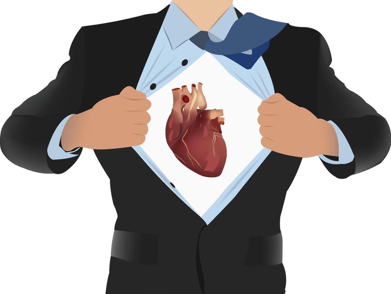 A businessman in a suit holding up a heart vector