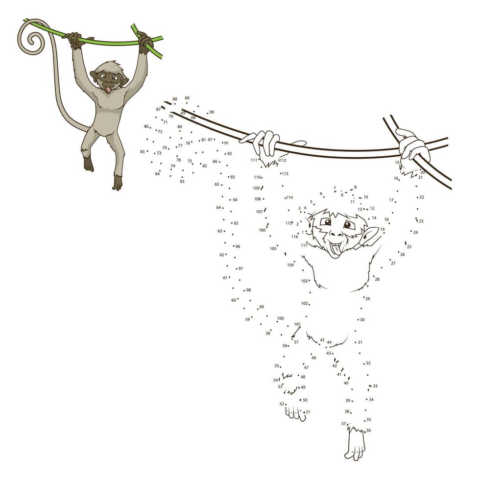 Draw the animal monkey educational game illustration vector