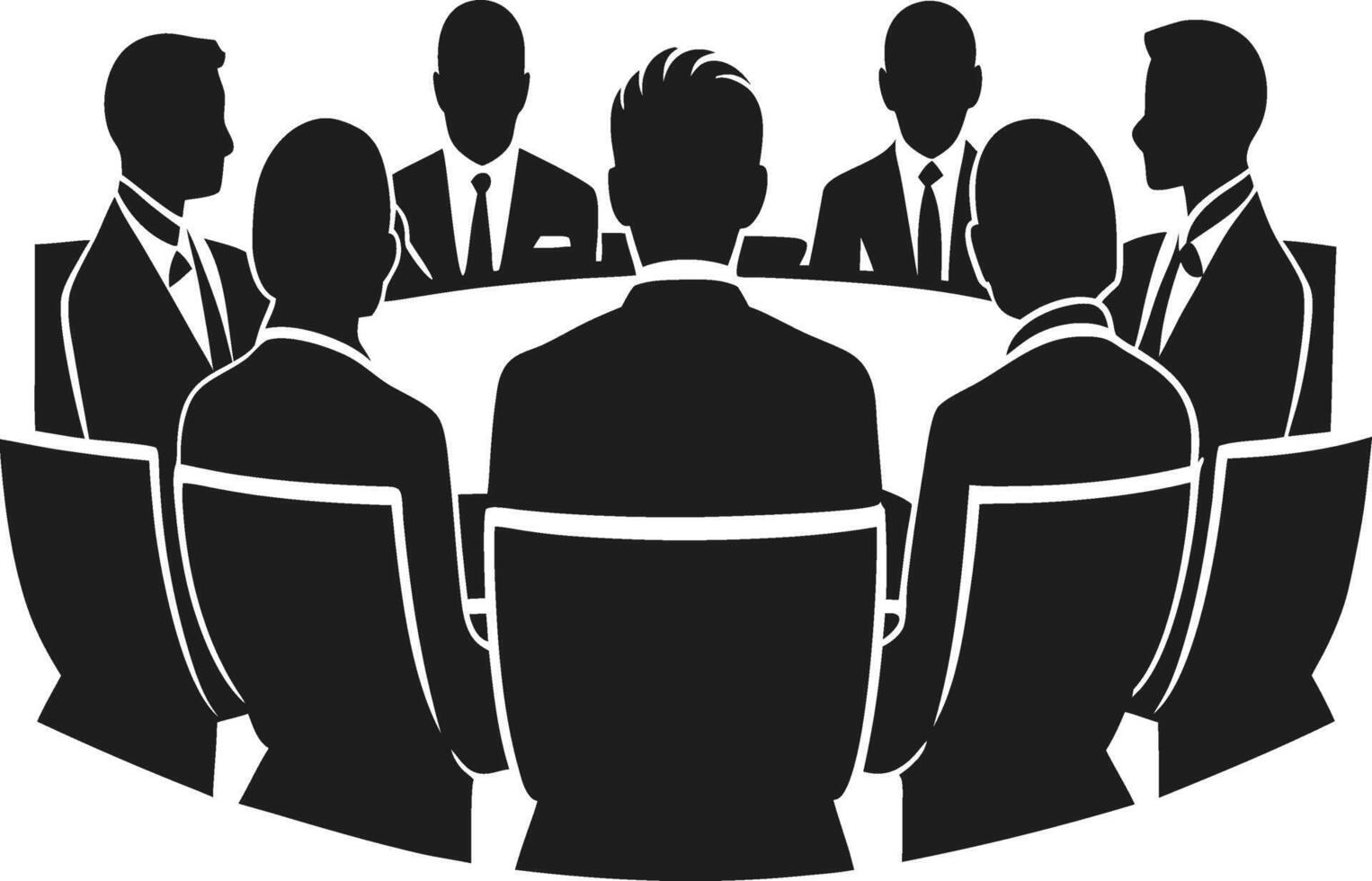 Business Roundtable Silhouette Illustration for Team Collaboration and Leadership Concept vector