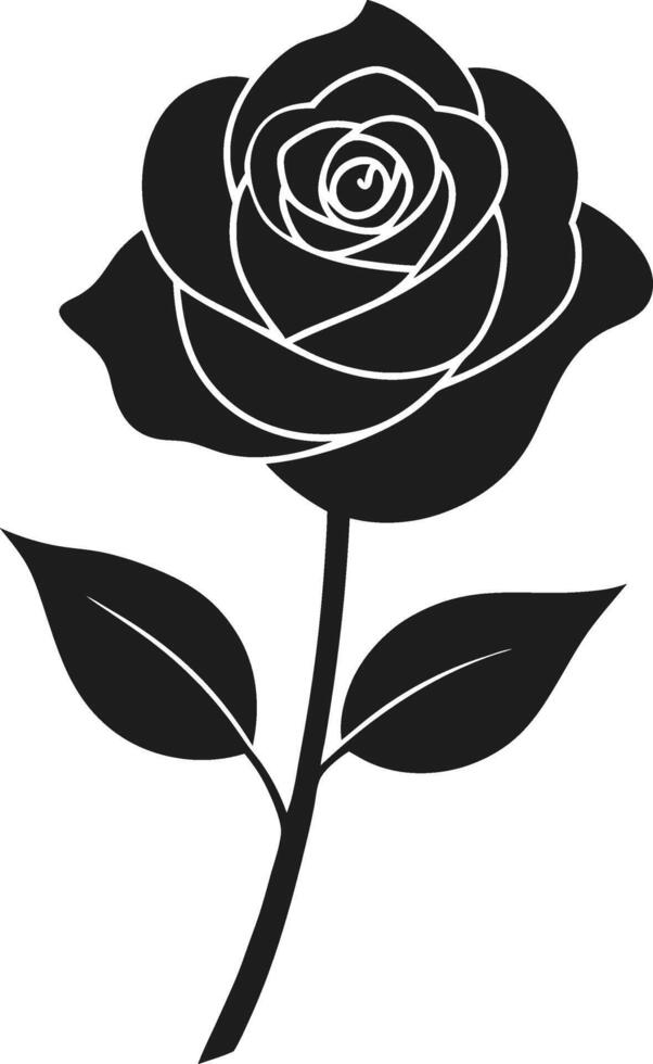 Minimalist Rose Silhouette with Leaves Illustration vector