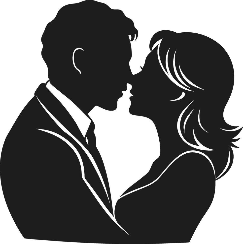 Romantic Couple Kissing Silhouette - Love and Valentine's Day Illustration vector