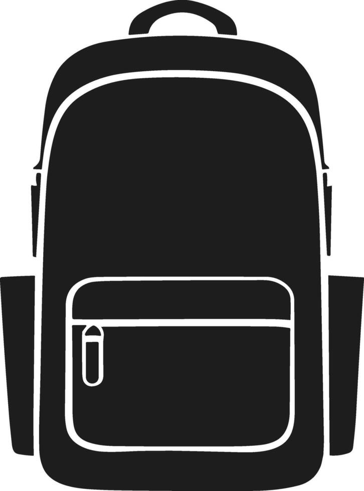 Classic Backpack Silhouette with Front Pocket - Stylish Illustration vector