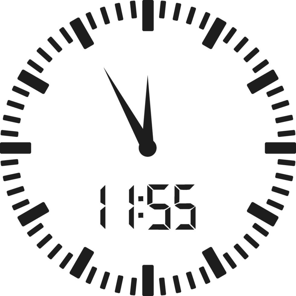 Analog and Digital Clock Combo at 11.55 - Countdown Timer Illustration vector