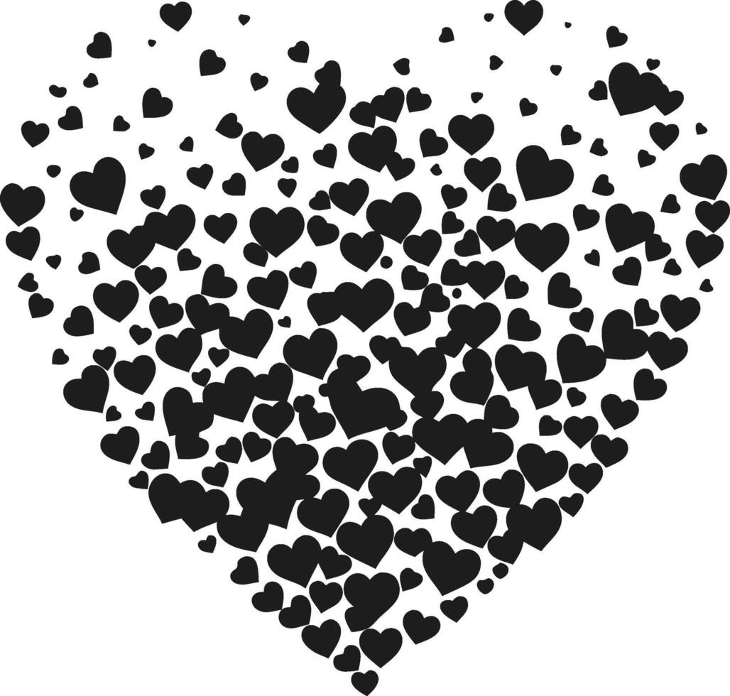 Heart Shape Made of Multiple Small Black Hearts Illustration vector