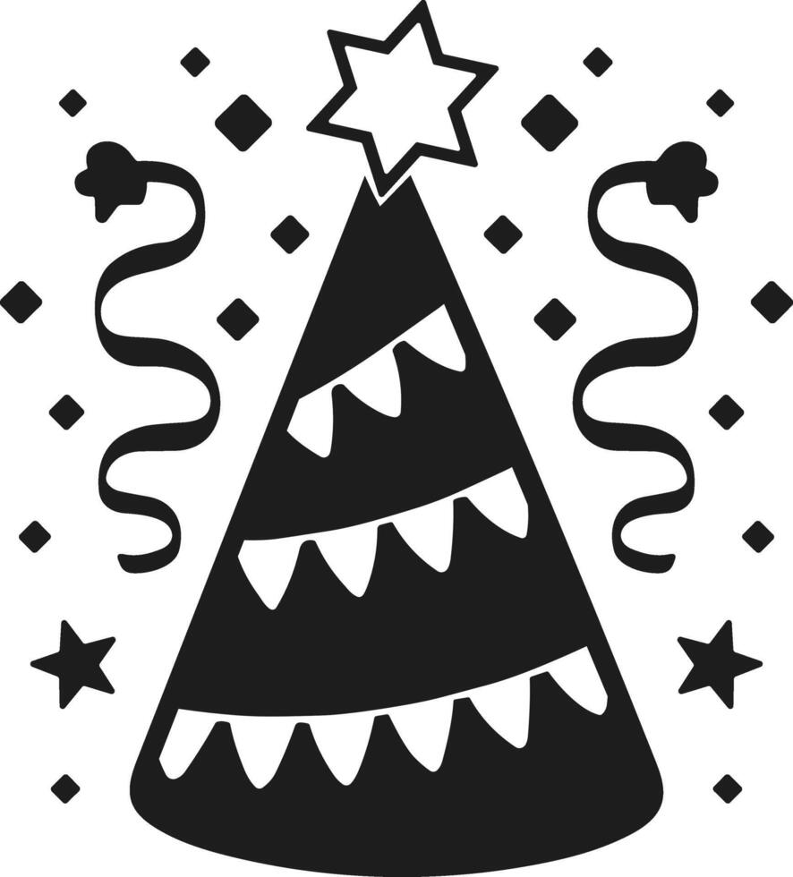 Party Hat Illustration with Streamers and Star for Celebrations vector