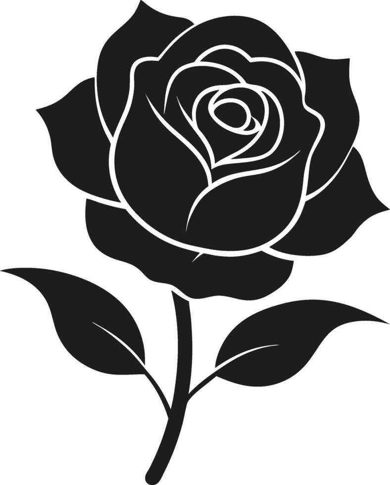 Elegant Rose Silhouette with Leaves Illustration vector
