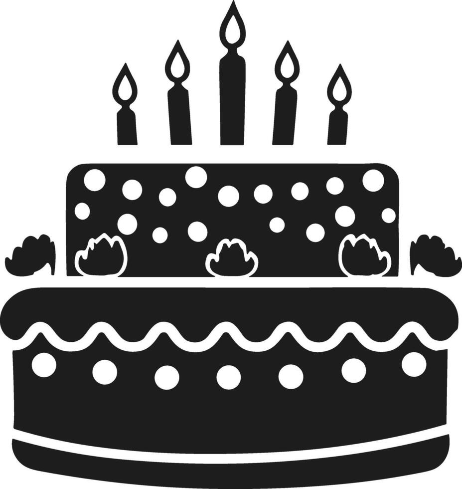 Festive Polka Dot Birthday Cake Silhouette with Candles Illustration vector