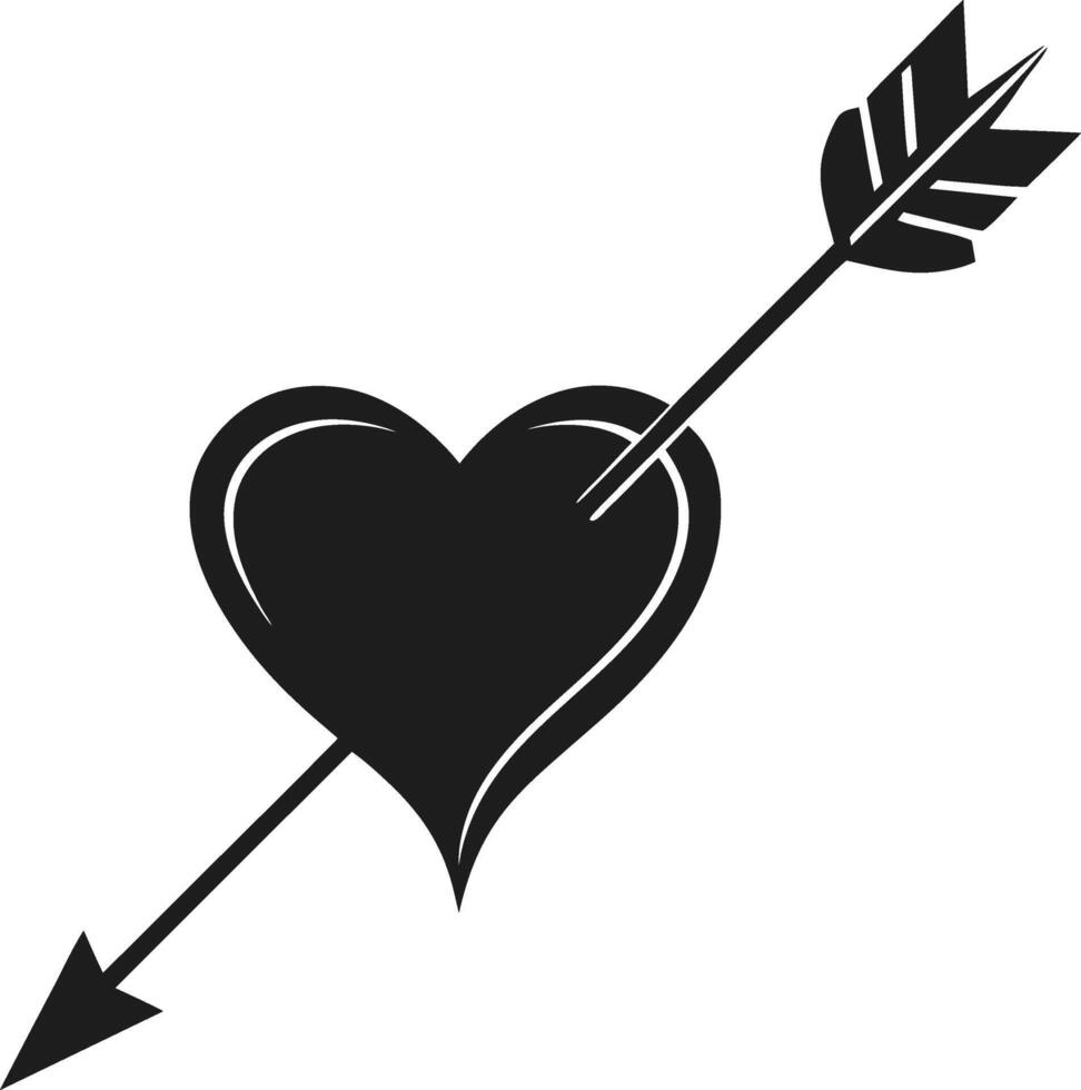 Heart with Arrow Silhouette - Love and Romance Valentine's Day Illustration vector