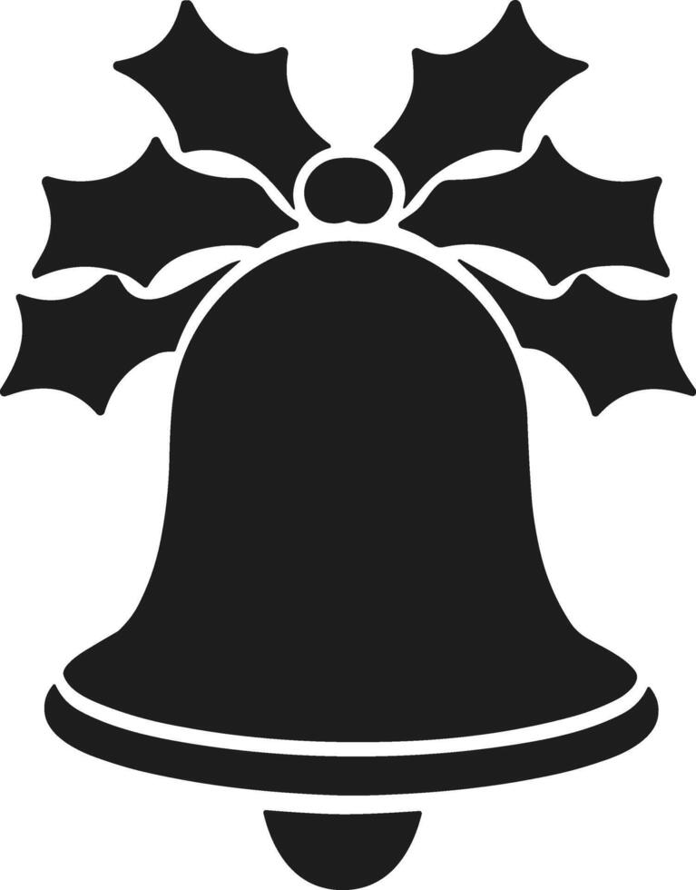 Classic Christmas Bell with Holly Leaves - Holiday Silhouette Illustration vector