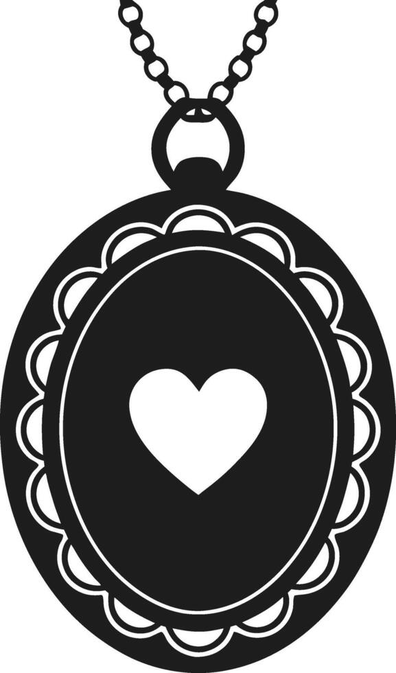 Elegant Heart Locket Pendant Silhouette vector