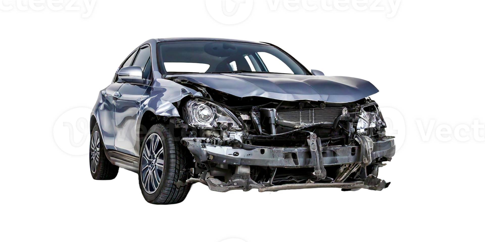 a car with the front end missing is shown on a transparent background. png