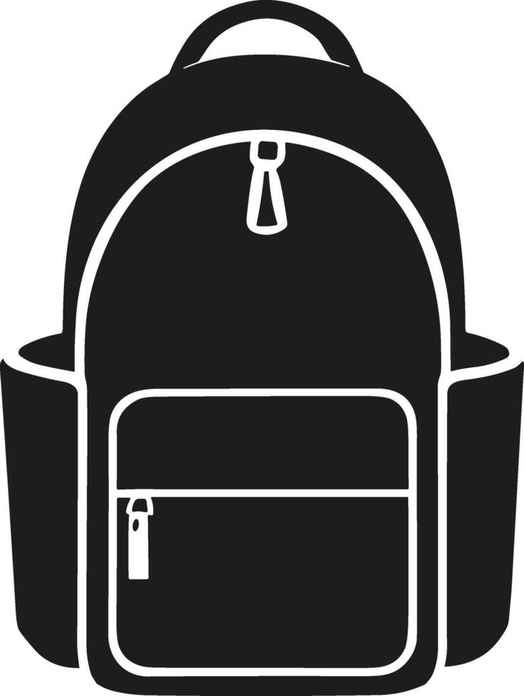 Classic Backpack with Front and Side Pockets - Silhouette Illustration vector