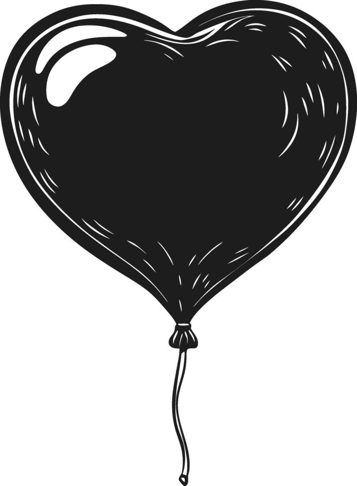 Heart Balloon Silhouette - Romantic and Festive Valentine's Day Illustration vector