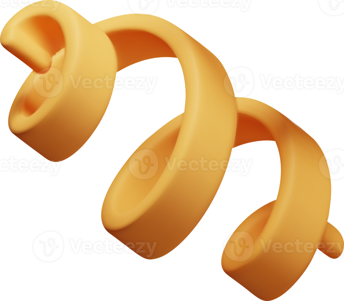 3d yellow spiral confetti, colorful serpentine ribbon png
