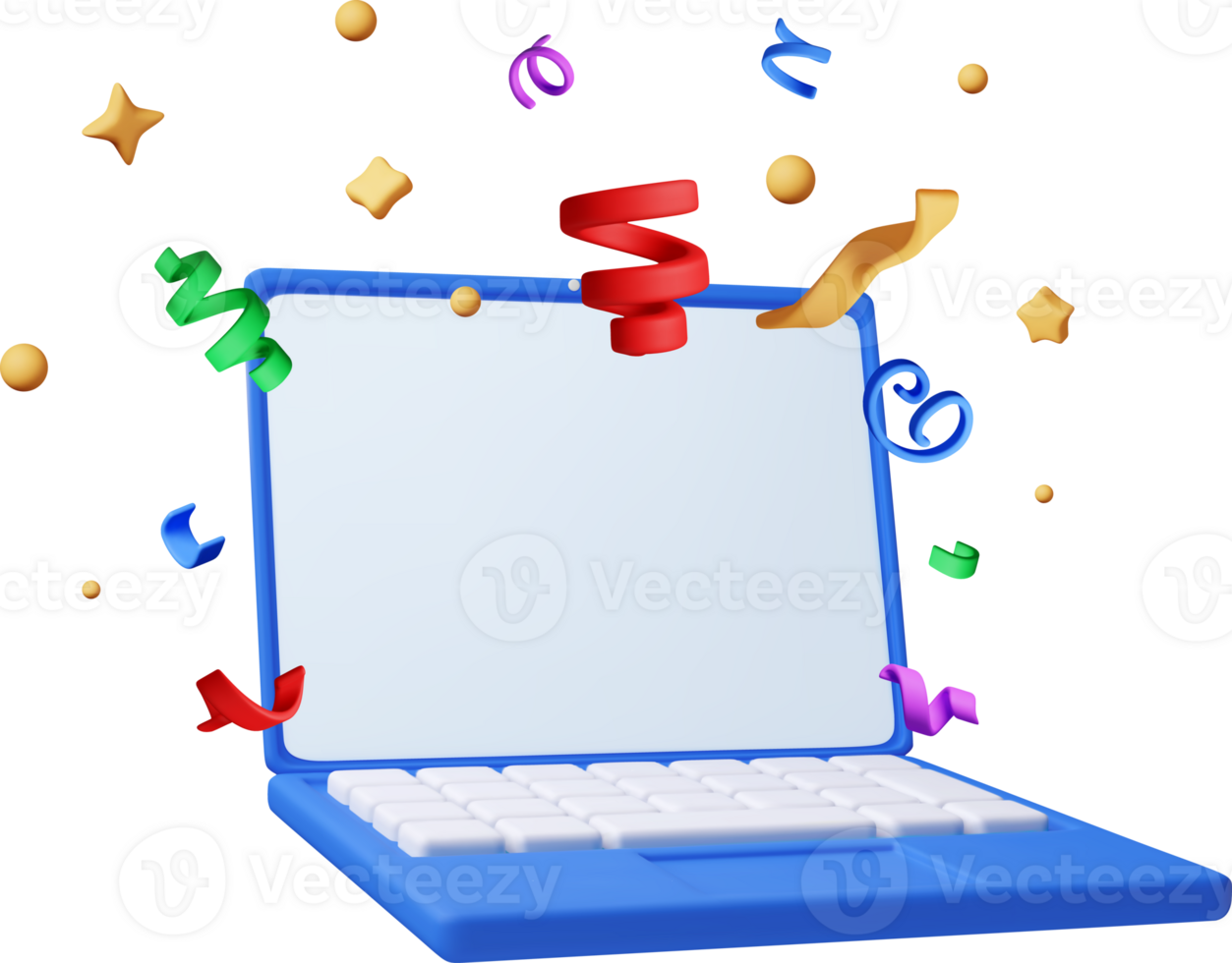 3D party confetti on mobile computer. png