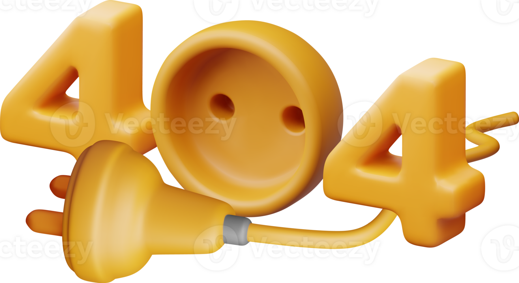 3D yellow electric plug with 404 digits png