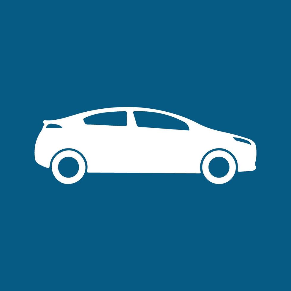 The car is depicted in a side profile with smooth, rounded lines, and it is colored white against a dark brown background. vector