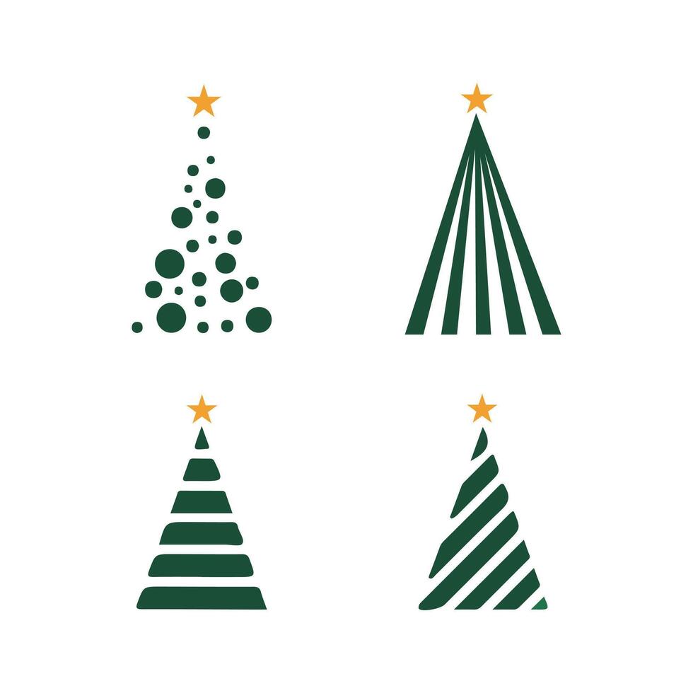 Black silhouettes of Christmas trees in different styles vector